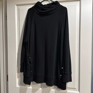 Black Cowl Neck Tunic with Button Detail
